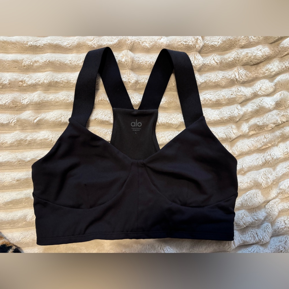 ALO Yoga Black Racerback Crop Sports Bra